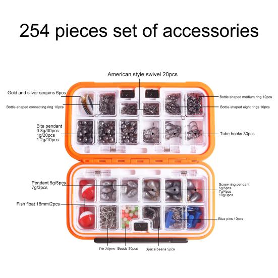 254 Teile/Set Angelzubehör-Set 24 Einzelne Fächer Wasserdicht Leicht zu Tragen Stark
