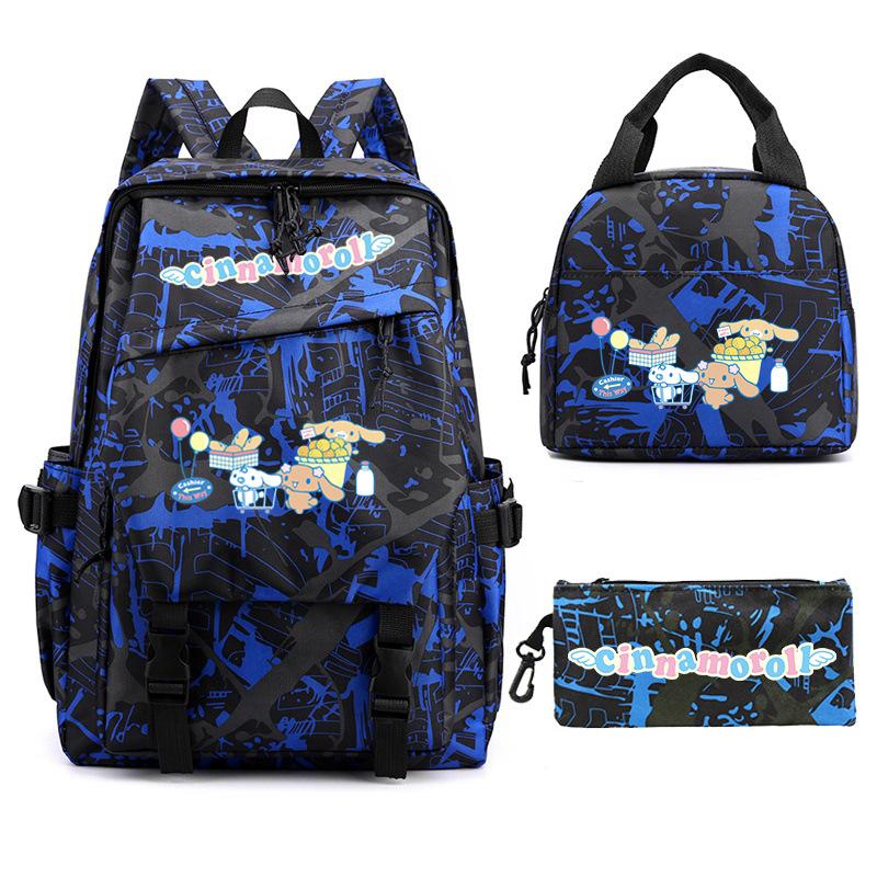 Cartoon Puppy Printed Schoolbag Set Backpack + Lunch Bag + Pencil Case Three-Piece Set