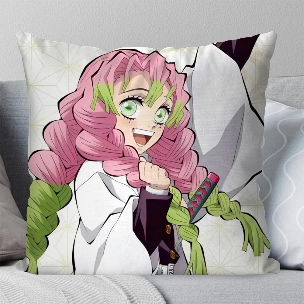 Kanroji Mitsuri Animation Demo Slayer Pillow Case Square Pillow Bedroom Sofa Leisure ComfortCarLiving Room Home Decoration 40X40