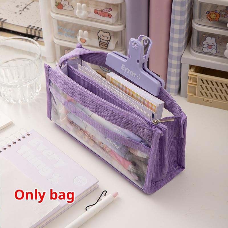 Large Capacity Transparent PVC Pencil Case Simple and High Aesthetic Pencil Case Six Layer Multifunctional Storage Bag