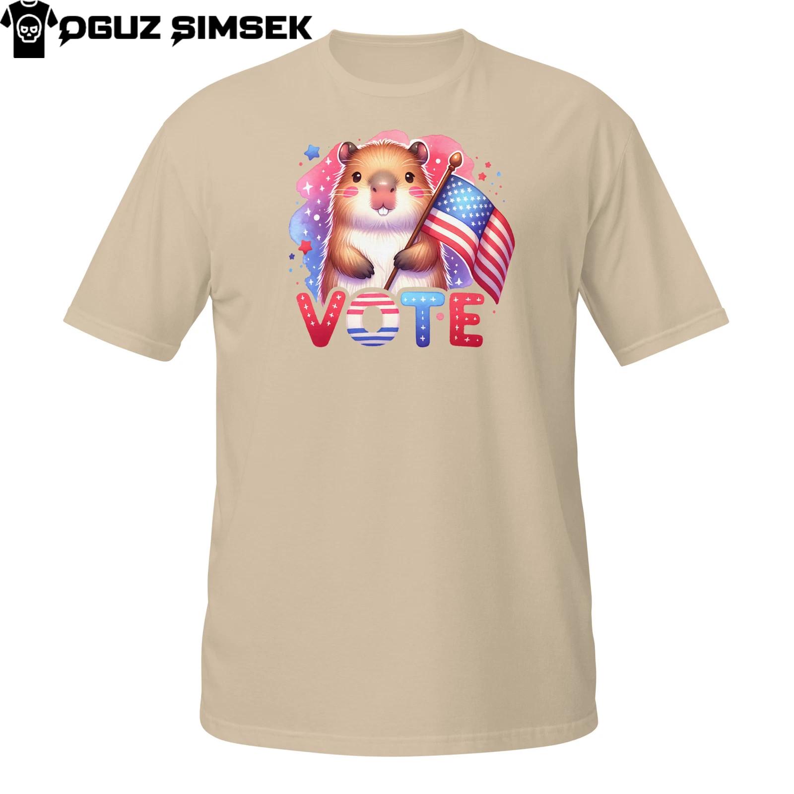 Vote Capybara Patriotic T-Shirt Mens Womens Tees Top – Funny Political Animal Tee M