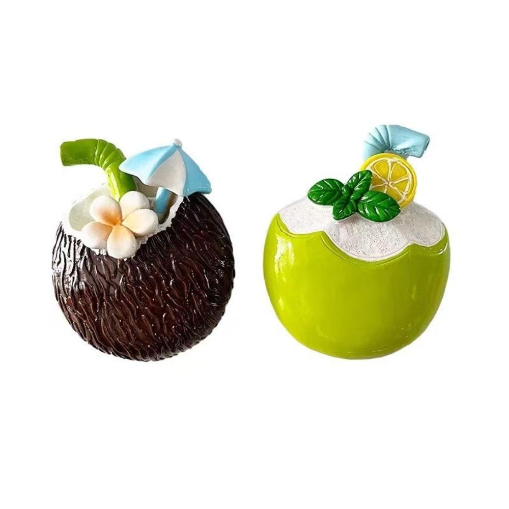 

2PCS/SET Resin Dessert Magnet Sticker Handmade Beach Drink Decoration Magnet Travel SET