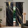 2Pcs Black Gold Marble Window Curtains Suitable For Bedroom Bathroom Living Room Window Drapes Gold Modern Design Art