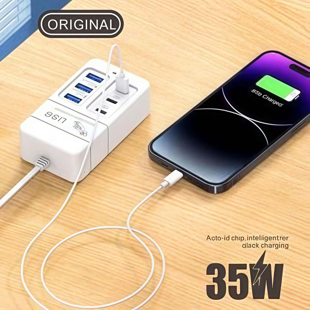 Universal Charging Strip: 4-Port USB Fast Charger for Xiaomi, Apple, Android, Huawei Devices