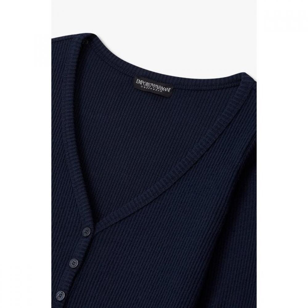 Emporio Armani Women S Ribbed Button V Neck Lounge Top  0825335502 