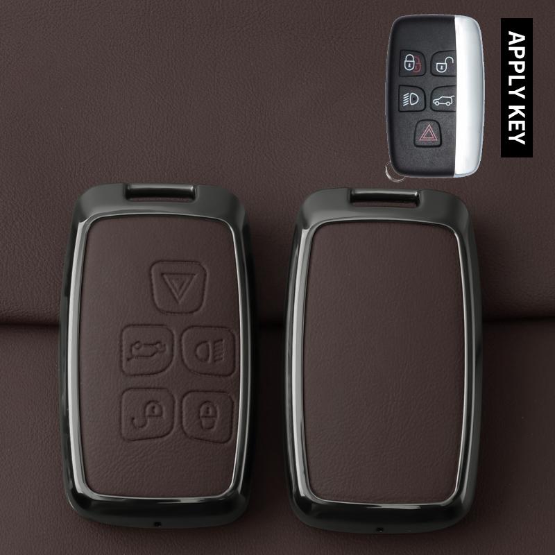 Metal Leather Car Key Case Cover Fob For Land Rover Range Rover Sport Evoque Freelander Velar Discovery 4 Jaguar Xe Xj Xf Guitar