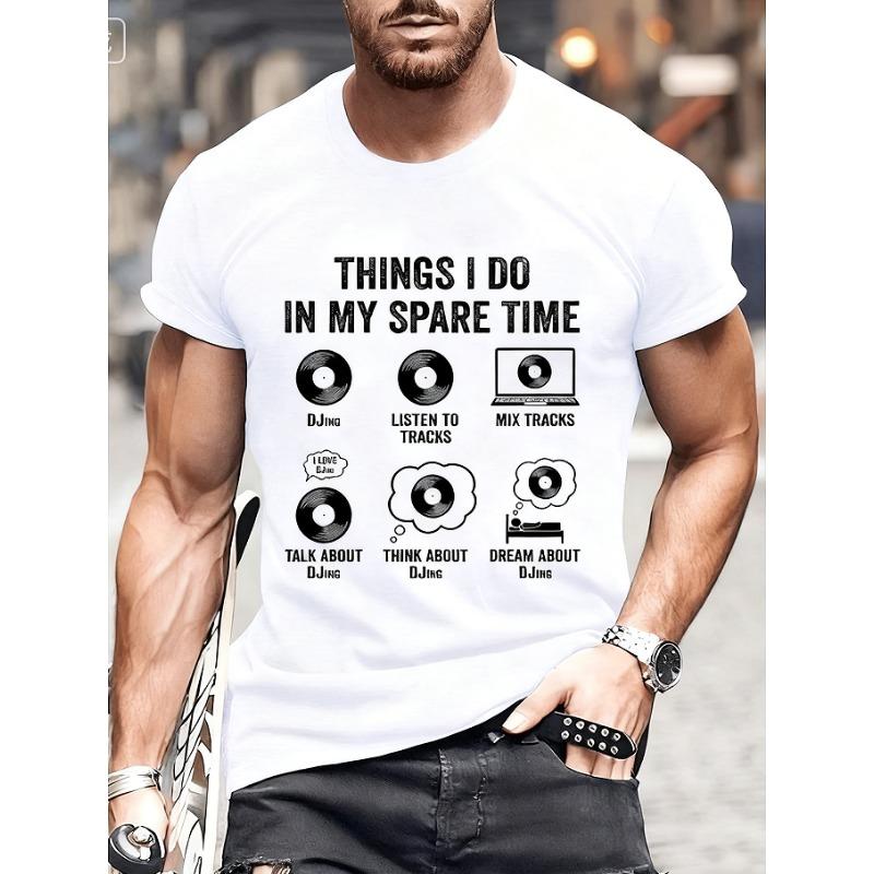 Summer Vinyl Record DJ Graphic Men's T-shirts Casual Hip Hop Streetwear Music Lover Funny Tops T-shirts