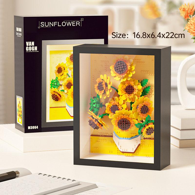 Idea Art Micro Bloc Diamant Meuble de Maison Nanobrique Tournesol Nuit Étoilée Voie Lactée Galaxie Cadre Photo 3D Jouet Brique de Construction