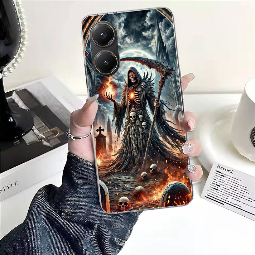 Death Grim Reaper Skull Scythe Soft Phone Case For Xiaomi Redmi 15C 15 13C 13 Poco X5 X6 X7 F7 Ultra M7 12C 12 10 10C 9C 9A 9T 9