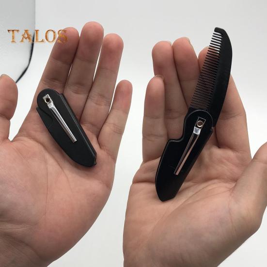 Zusammenklappbarer Schnurrbartkamm, tragbarer Bartkamm, feine Zähne, Taschenkamm aus Kunststoff, antistatisch, für unterwegs, Mini-Männer, Schnurrbart-Styling, Pflegekamm