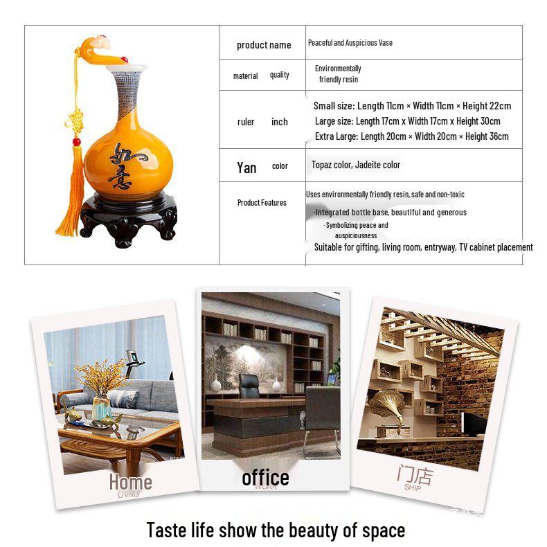 Ruyi Ping'an Vase - Living Room Ornament, Bookcase & TV Cabinet Display, Home Decoration Craft Gift