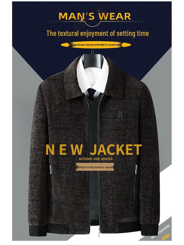 Dad’s Chenille Cotton Jacket - Middle-aged Men's Winter Coat with Velvet Lining