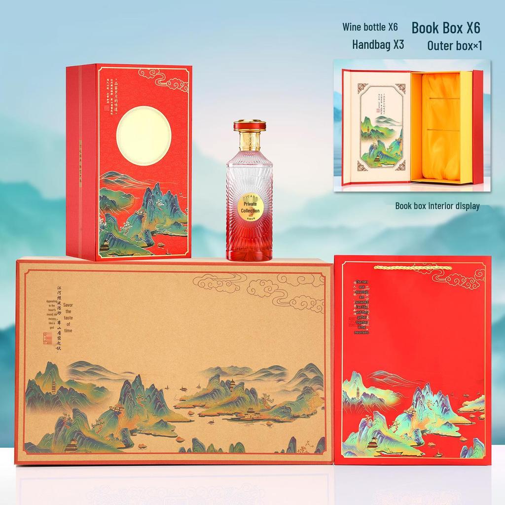 Gradient Baijiu Glass Bottle: 500ml Leak-Proof, Sealed Collectible Wine Container with Gift Box Packaging (Empty).