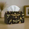 1pc Oriental Ancient Ornate Tissue Box Cover with Winged Scarab - Golden Suitable for Living Room, Kitchen, Bathroom Decor - Foldable Lightweight Toil