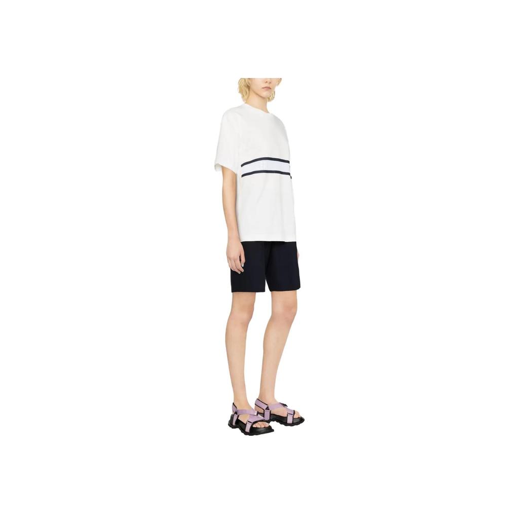 Moncler SS23 Logo Striped Print Crew Neck Short Sleeve Drop Shoulder T-Shirt Women Tops I10938C00027829HP033