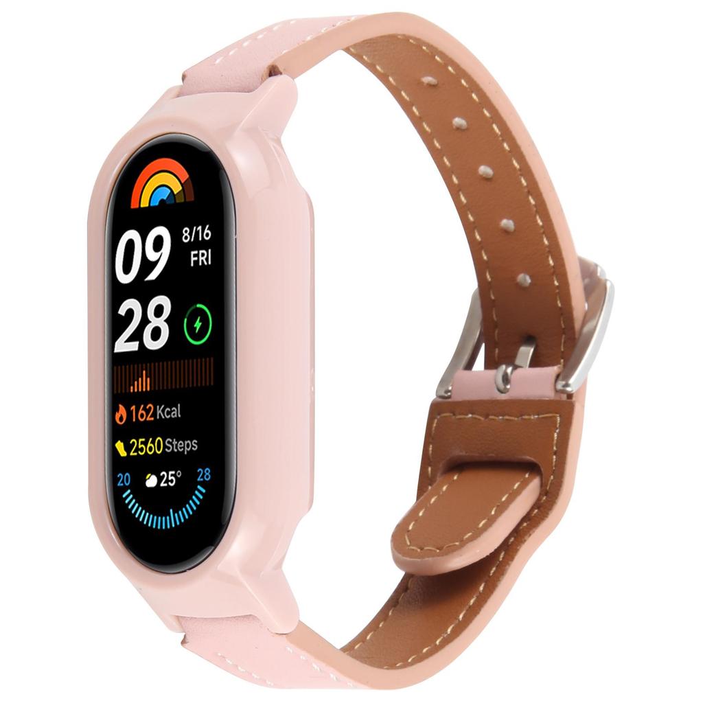 For Xiaomi Smart Band 8 PC Watch Case Integrated Ultra Fiber Leather Quick Release Watch Strap