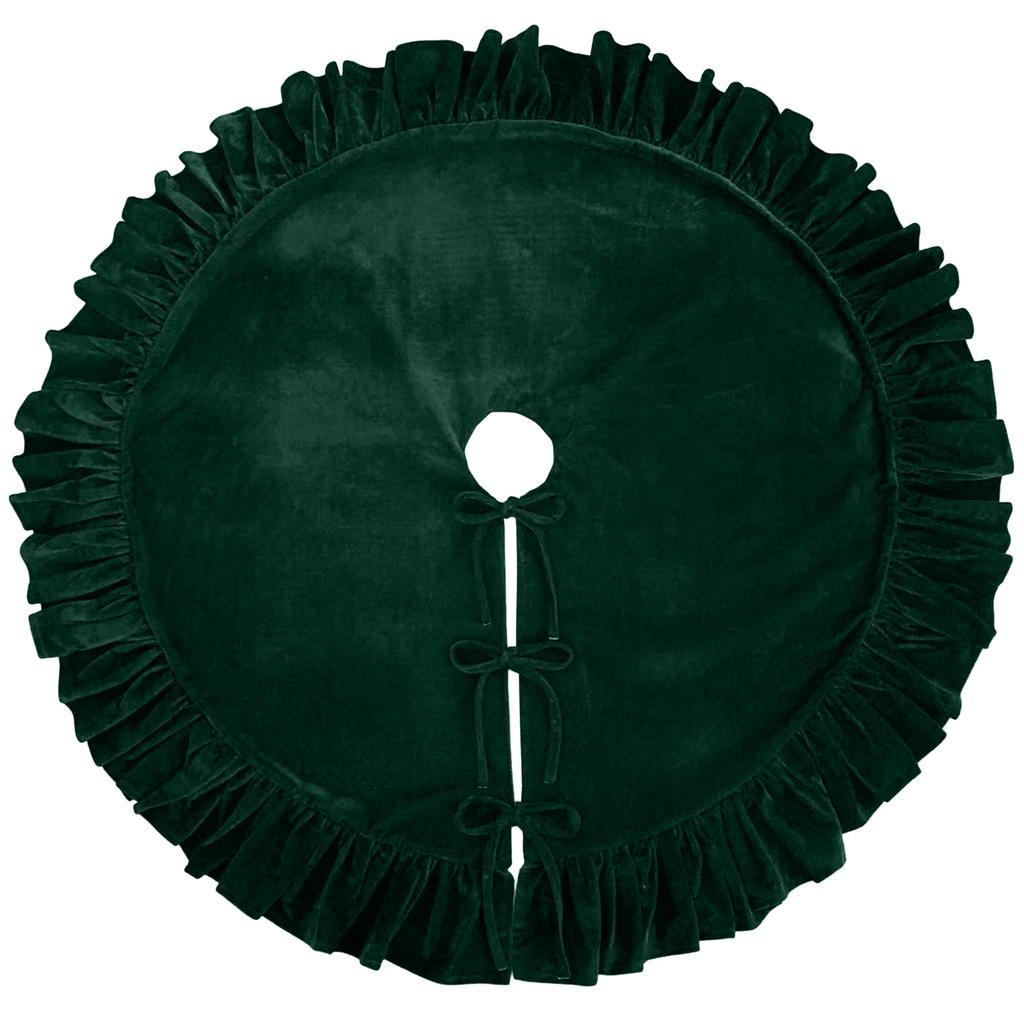 Velvet Christmas Tree Skirt with and Lace Trim for Holiday Home Decor, 122
