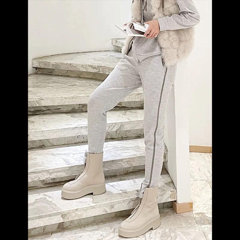 Женские высокие ботильоны Короткие ботинки с толстой подошвой Осенняя и зимняя обувь — фото 7