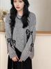 2025 Autumn/Winter Women's Loose Knit Bow Sweater with Round Neck