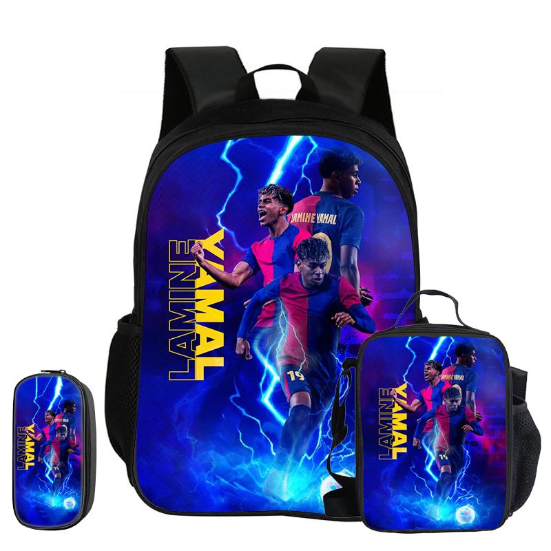 M-Mbappe 3-delige Set Dagelijkse Pakket Draagzak Potloodzakjes Schooltas Voetbalster Rugzak kind Mochila Sportrugzak Kinderen Cadeau
