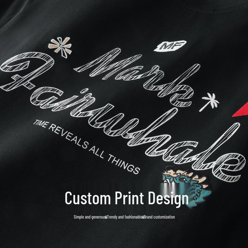 Mark Fairwhale Men's Back Print/Embroidered Crew Neck T-Shirt