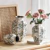 Ice Cracked Ceramic Vase Water Nourishing Flower Arrangement Dried Flower Gift Antique Blue Zen Home Decor Table Centerpiece