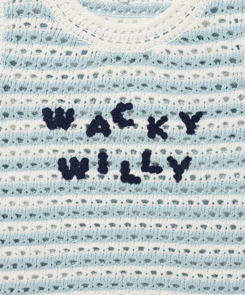 WACKY WILLY Women'S Knit Crochet Vest Sky Blue