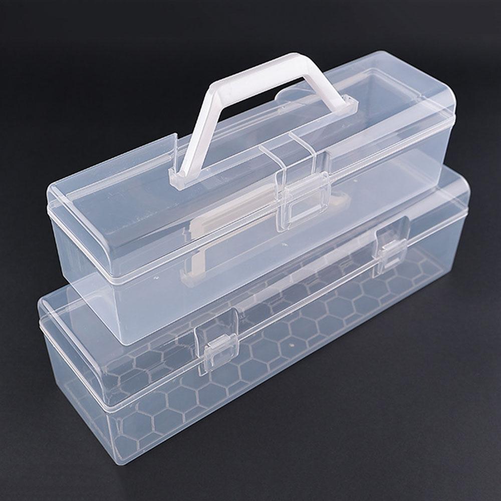 Large Capacity Plastic Storage Box With Handle Portable Clear Jewelry Case Art Toolbox Multipurpose Transparent Carrying Cases