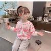 Girls Spring Autumn Cotton Heart Sweatshirt Soft Casual Pullover Top For Kids