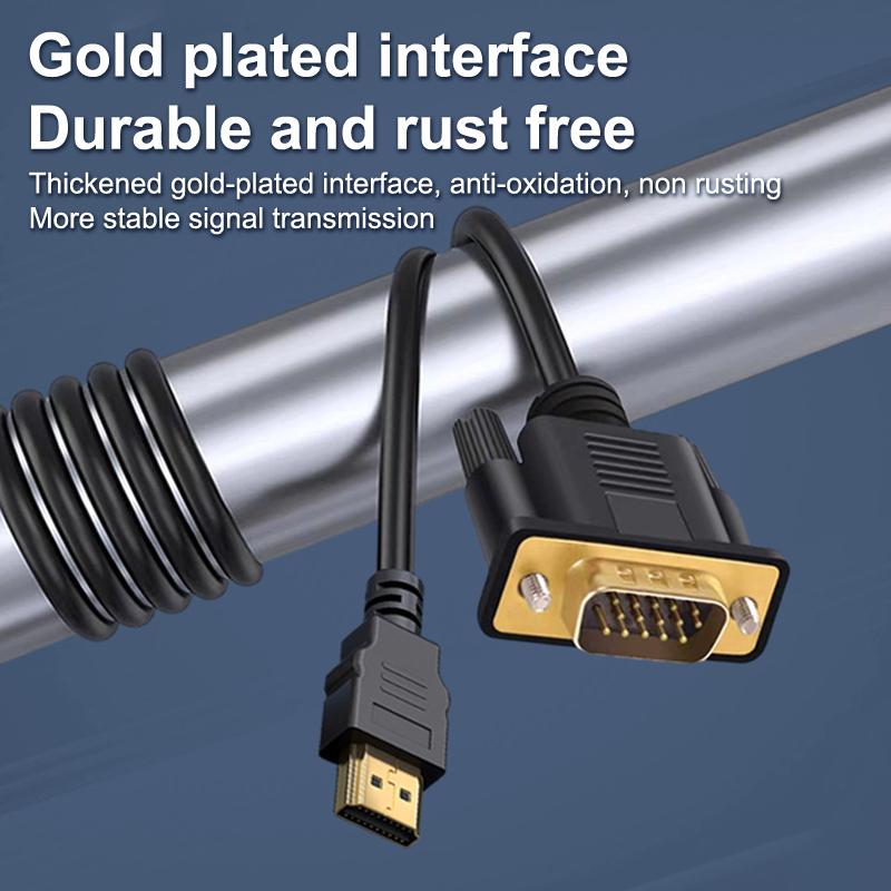 Hdmi-Compatible To Vga Adapter Connecto Line Converter Cable 1.8M Fhd 1920*1080P For Desktop Laptop Pc Tv Monitor Projector