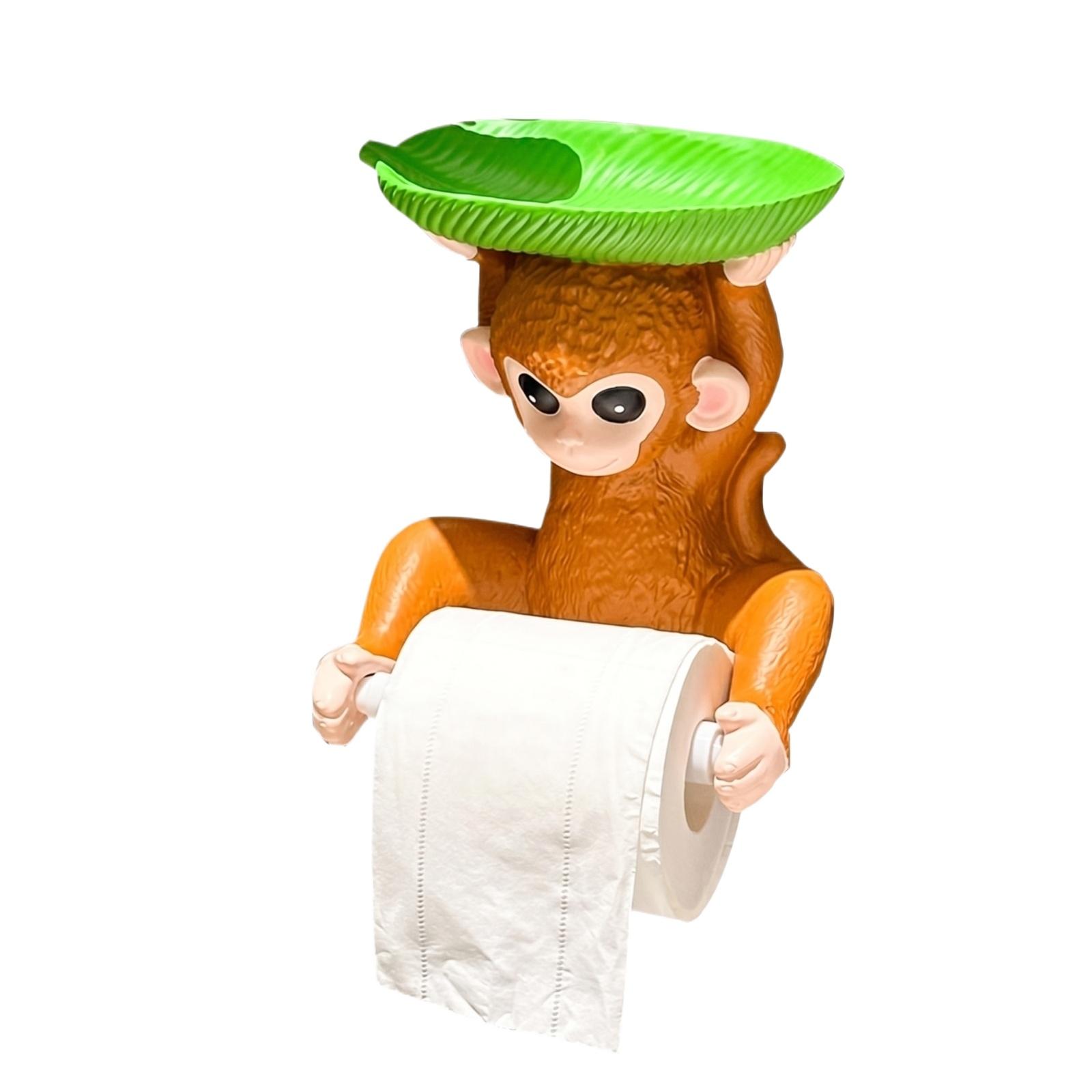 

Creative Monkey Toilet Paper Holder with Leaf Tray Decorative Bathroom Tissue Roll Dispenser Stand Unique Home Decor Accessory one size жёлтый