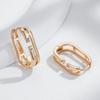Trendy  Rose Gold Color Geometry Hoop Earrings For Women Shiny Natural Zircon Accessories Vintage Bride Wedding Jewelry