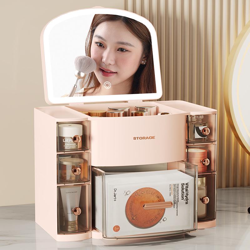 Large Multifunctional Dustproof Cosmetic Organizer for Living Room - Desktop Lipstick Storage Box