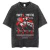 Camiseta Vintage Oversized com Lavagem Ácida e Manga Curta Apresentando Estampa Gráfica de Pôster Retrô de Red Dead Redemption 2 Arthur Morgan