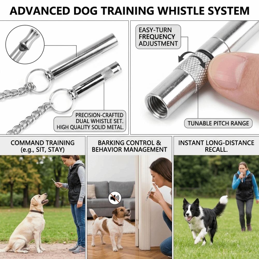 Adjustable Pet Training Whistle Portable Dog Recall Whistle Pet Training Supplies Pet Recall