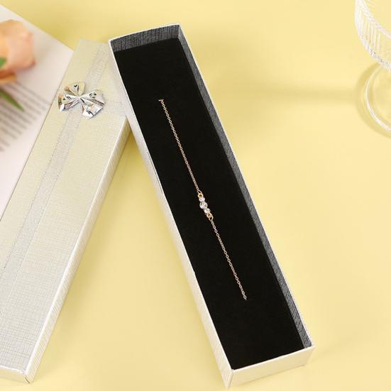 Rechteckige Schmuckverpackungsbox mit Deckel Schleife Valentinstag Brautjungfer Hochzeit Geburtstagsgeschenkbox Halskette Armband Verpackungsbox