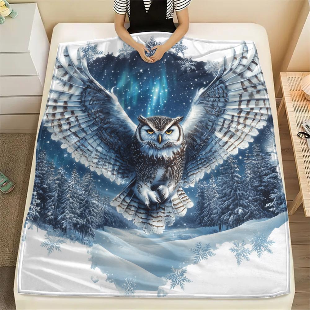 Owls Print Flannel Blanket, High Quality Comfortable for All Seasons, Home Decor, Warmth and Comfort