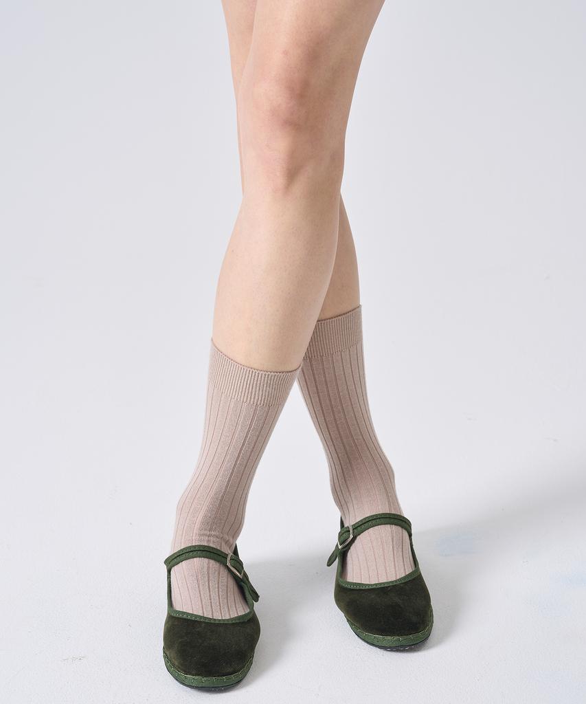 Drogheria Crivellini Cotton Velvet Mary Jane Flats_Green Collar