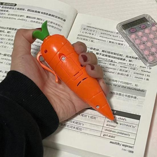 Stylo Enregistreur Forme Carotte Stylo Mignon Design Animé avec Fonction Lecture Enregistreur Vocal Portable pour Étudiants Enfants Cadeau Amusant pour Prendre des Notes