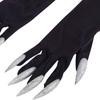 Nails For Women Black Silver Fancy Props Halloween Cosplay Gloves Witch Cosplay Costume Mittens