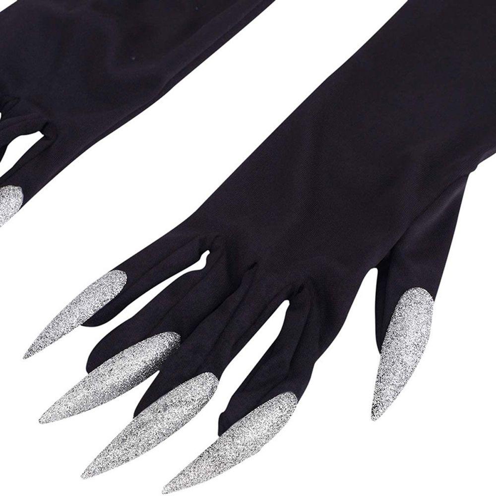 Black Silver Girls For Women Witch Cosplay Costume Fancy Props Halloween Cosplay Gloves Mittens