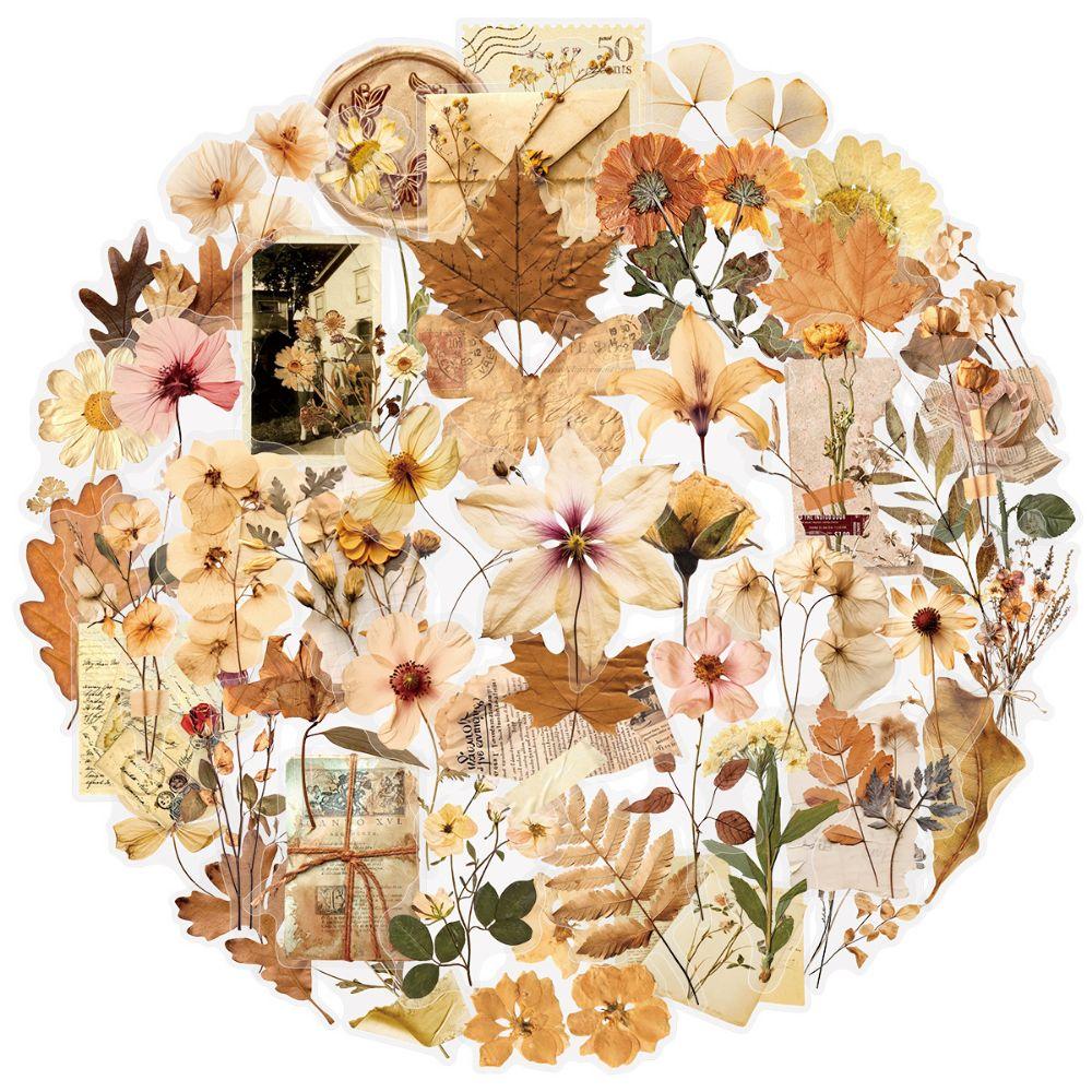 Waterproof Dried Flower Pattern Sticker Floral Leaf Design Scrapbook Journal Decor Luggage