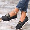 European and American Large-size Loafers Women's Spring New Round Head Metal Buckle Comfortable Foot Shoes Women's Shoes