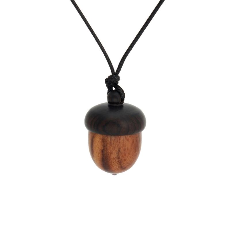 Wooden Acorns Pendant Necklace Choker with Wax Rope Men Women Ethnic Style Storage Pendants Necklaces Jewelry Accessory