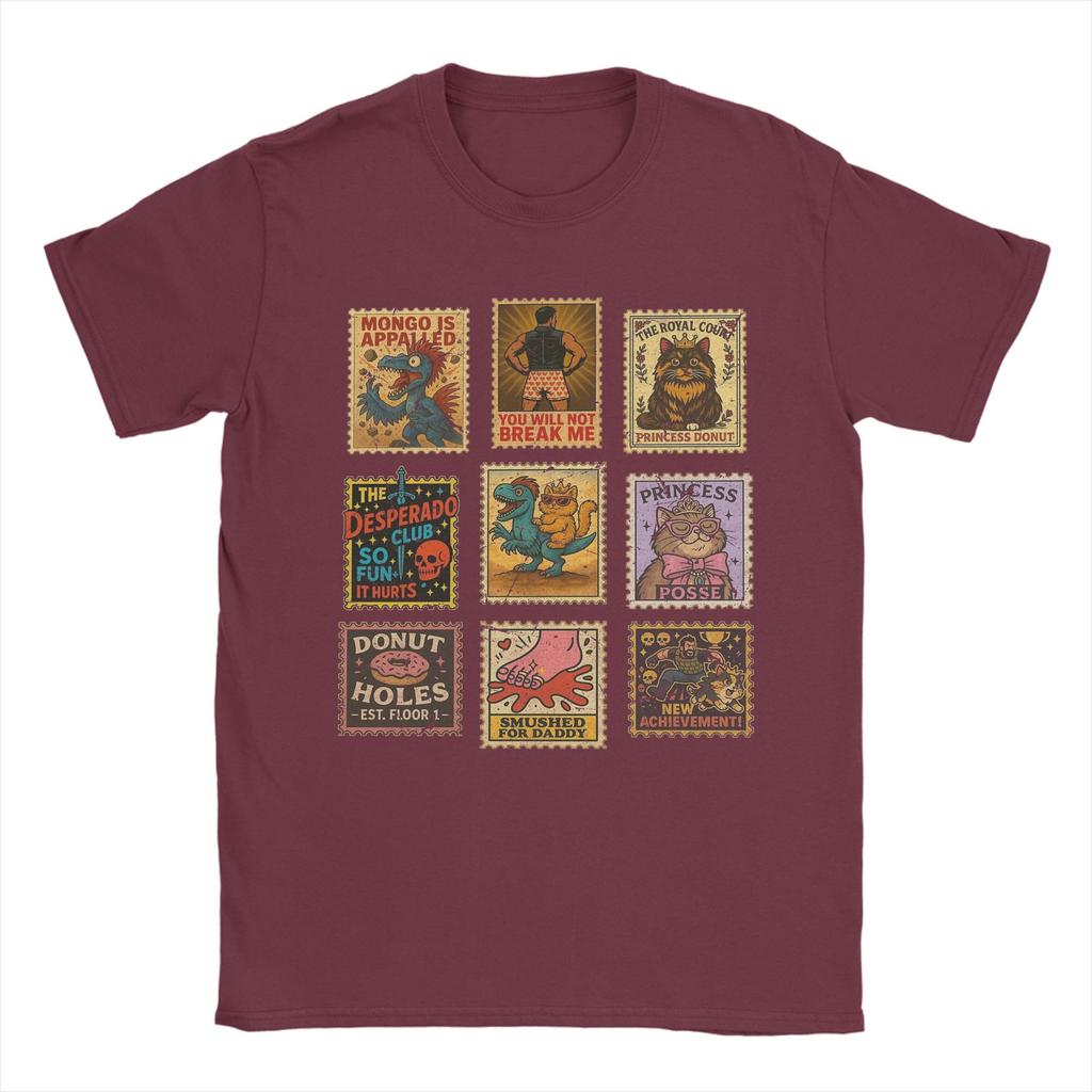 Dungeon Crawler Carl Vintage Stempel T-Shirts Herren Baumwolle Lustige T-Shirts Rundhals T-Shirts Kurzarm Kleidung Übergröße