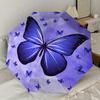 Purple Butterfly Auto Open Close Umbrella - Portable Tri-Fold Design with 8-Bone Iron Frame - - Ideal Gift for Fans, Travelers, Daily Use -