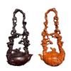 Ebony Carved Teapot Handle Ornament: Solid Wood Squirrel Shelf Display