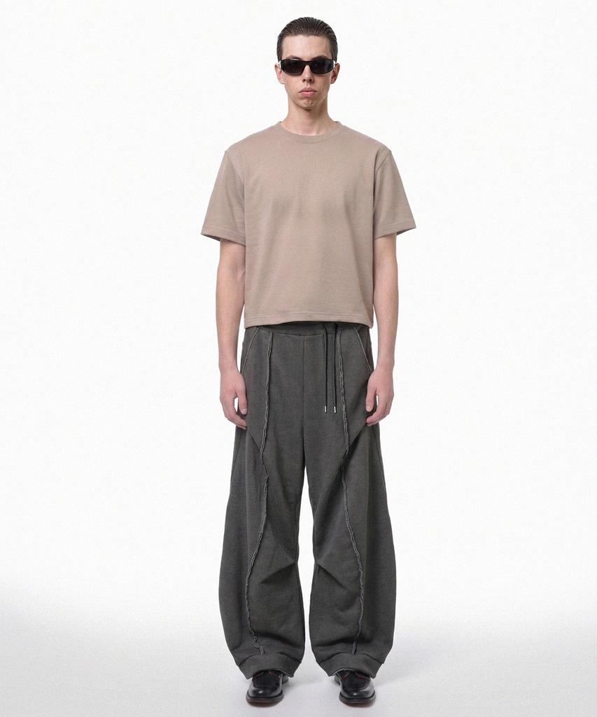 PRINOAR Semi-Crop Short Sleeve T-Shirt - Ginger Beige