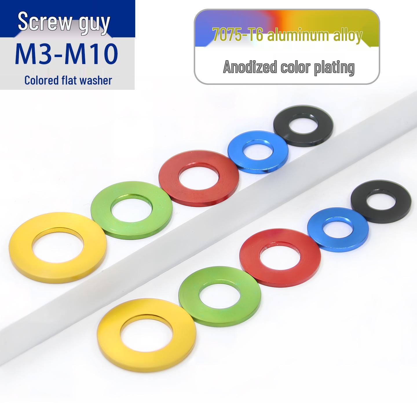 

7075 Aluminum Alloy Anodized Round Washer, M3-M10, Decorative & Thickened. Natural M3*6*0.5 [10 pcs]