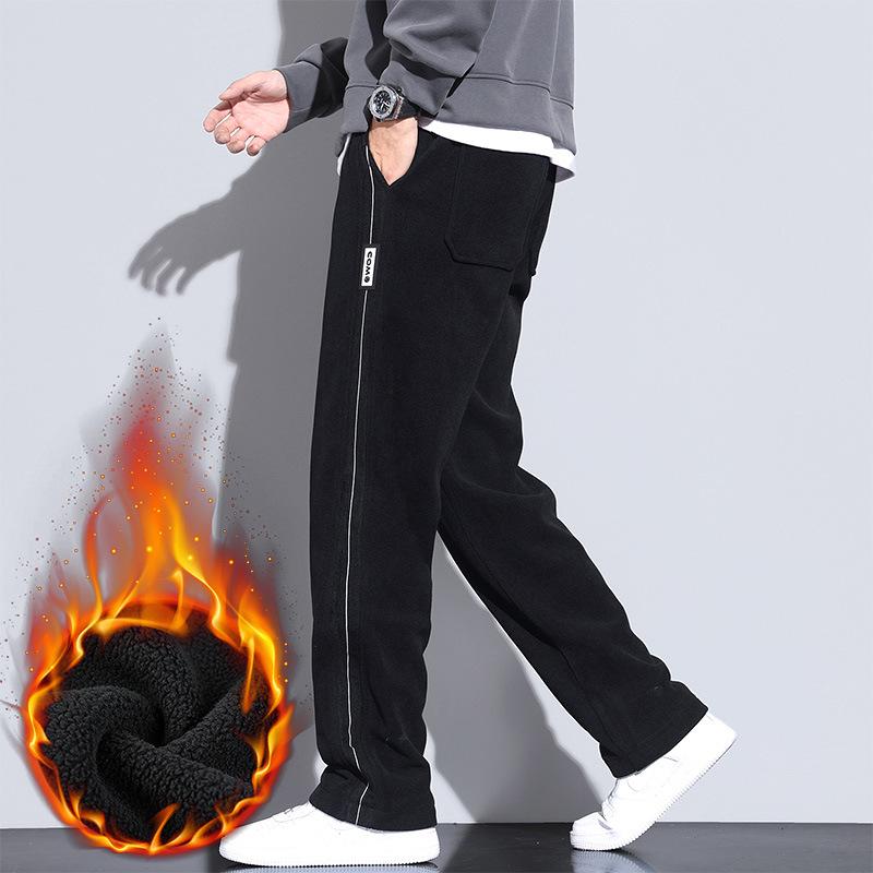 Men's Fleece-Lined Wide-Leg Sweatpants, Winter Sports Casual Pants for Spring/Autumn 2025